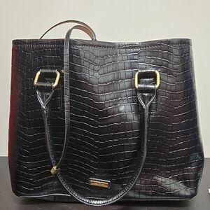 Aldo Black Crocodile-Embossed Shoulder Bag